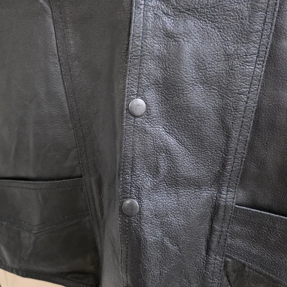 Black Leather Biker Vest Sz 48 - Picture 3 of 11